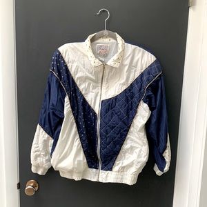 Vintage Blue/White/Gold 90s Windbreaker